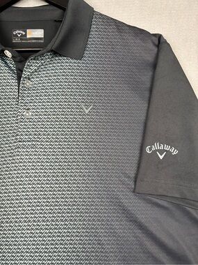 Callaway Golf Opti-Dri Polo Black Gray Performance Moisture Wicking Mens Large